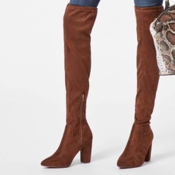 JustFab Shoes - Mariam Over-The-Knee Boot in Cognac by JUSTFAB